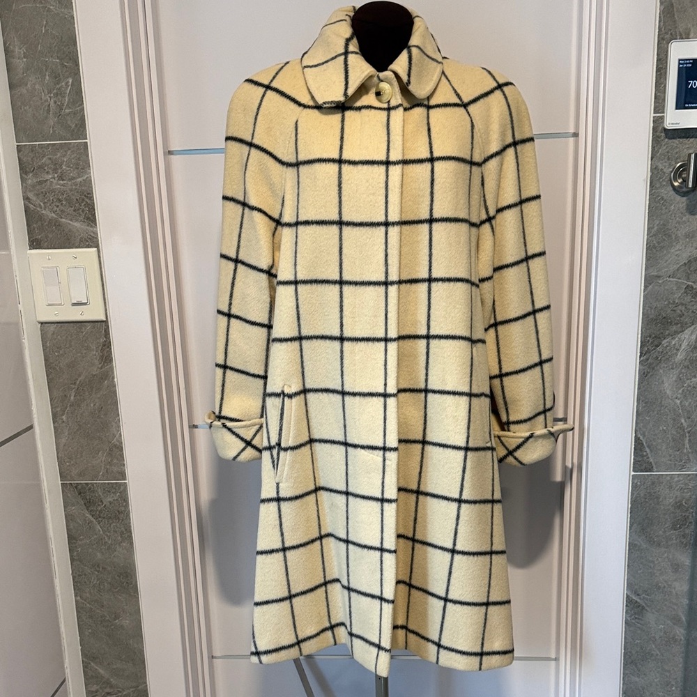 Vintage Designer Plaid Jonathan Michael A-line Assymetrical Coat US Made Size L